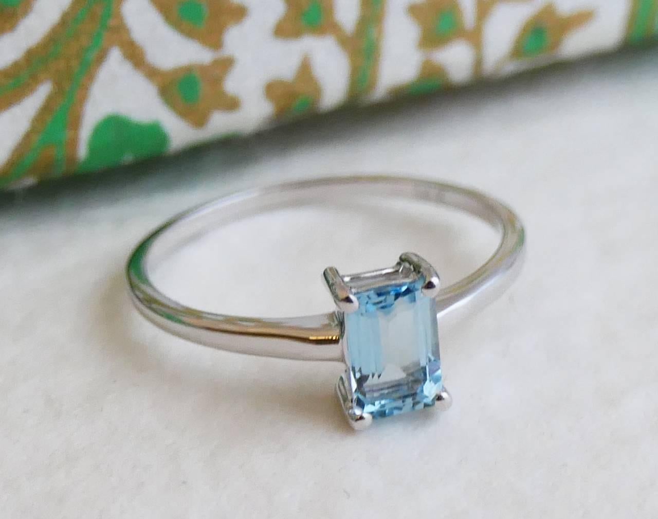 Anillo 4x6mm Aguamarina Oro Blanco 14kt en venta 1
