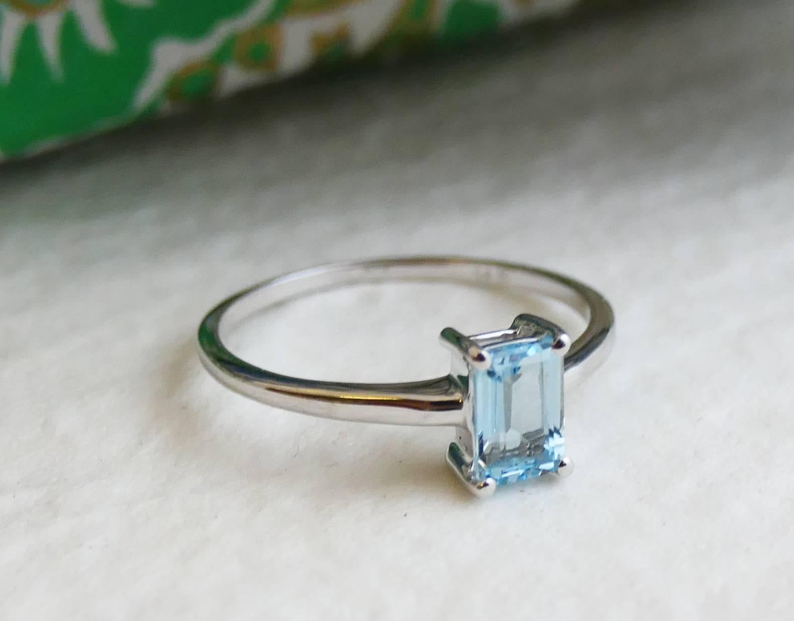 Anillo 4x6mm Aguamarina Oro Blanco 14kt en venta 2