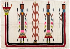 Tappeto Navajo 4X6Yei, tessuto a mano in stile antico, beige, 119 cm x 170 cm