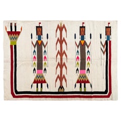 Tappeto Navajo 4X6Yei, tessuto a mano in stile antico, beige, 119 cm x 170 cm