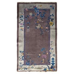 4X7 Antique Art Deco Chinese Rug Vase Purple 122cm x 203cm C.1920