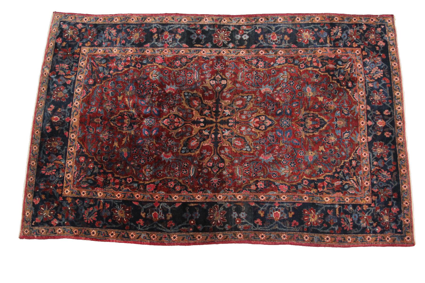 Rare Antique Manchester Kashan rug Persian Fine Kork Wool 

4'3