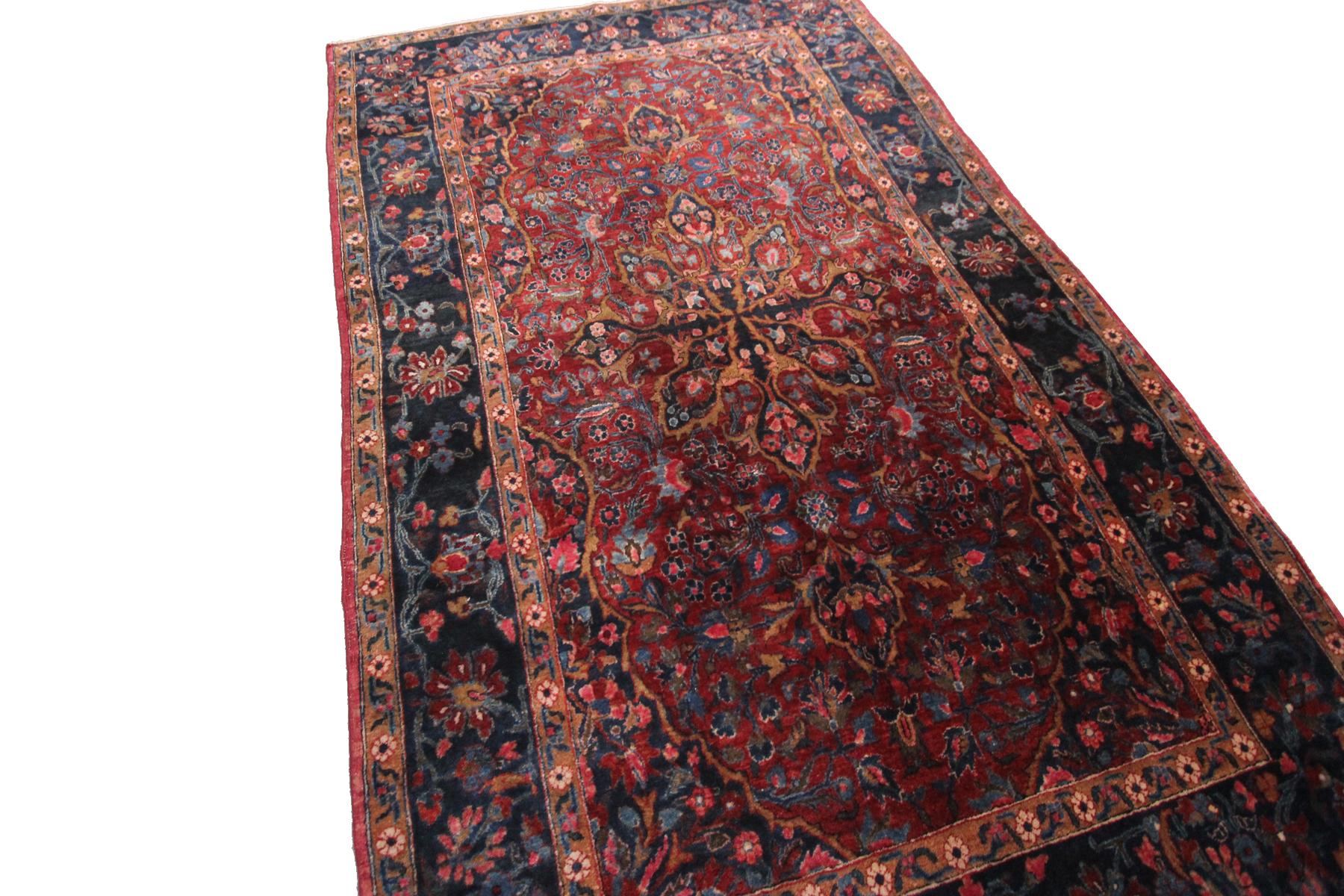 Hand-Knotted Antique Manchester Kashan Rug Antique Persian Kashan Rug Persian Rug 1880 For Sale