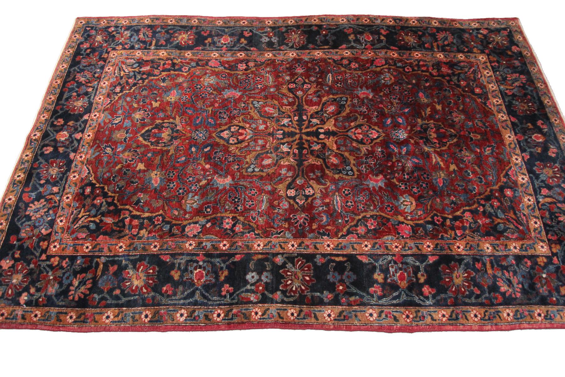 Antiker Manchester Kashan-Teppich Antiker persischer Kashan-Teppich Persischer Teppich 1880 (Spätes 19. Jahrhundert) im Angebot