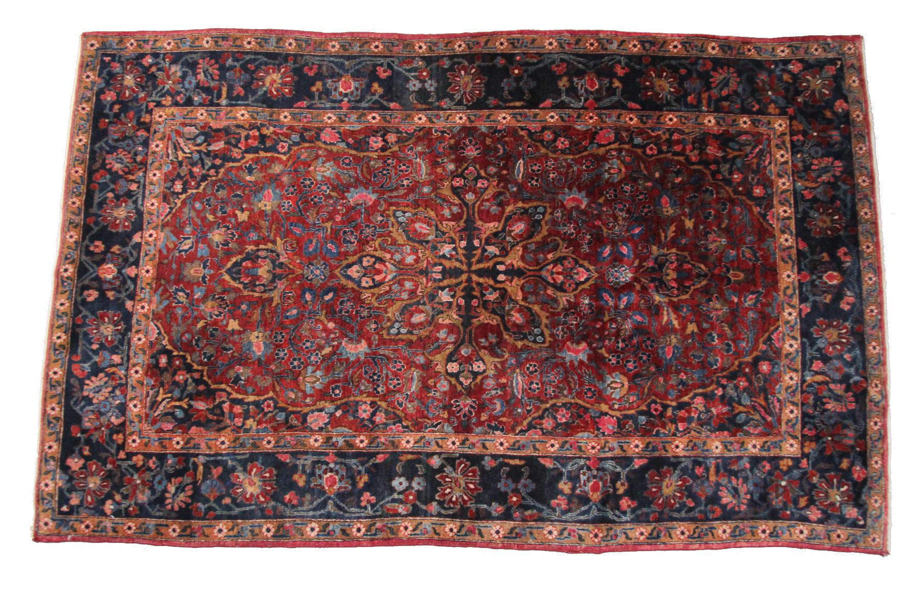 Wool Antique Manchester Kashan Rug Antique Persian Kashan Rug Persian Rug 1880 For Sale