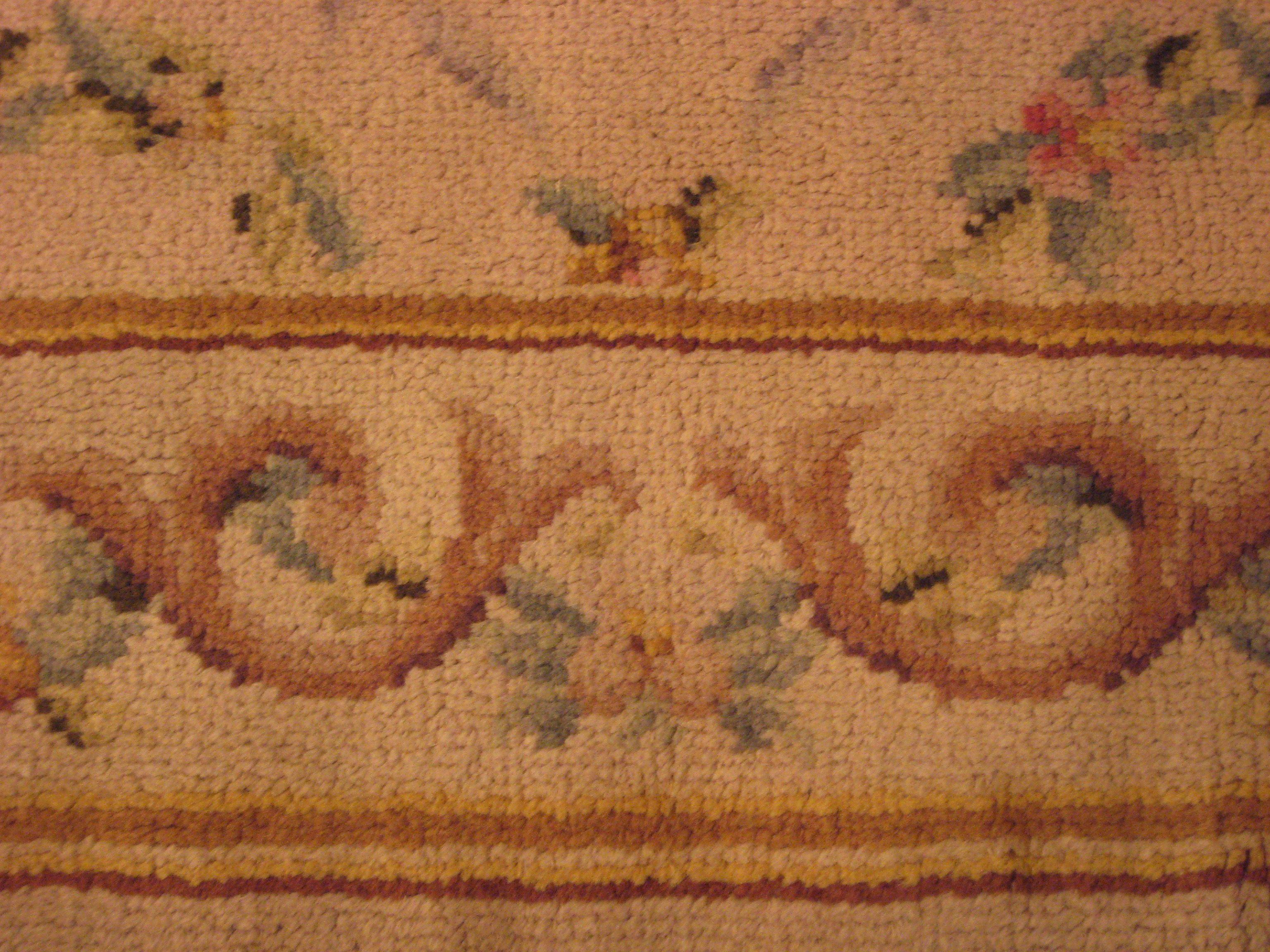 Early 20th Century Antqiue French Savonnerie Rug Antique French Rug 1920 Beige For Sale