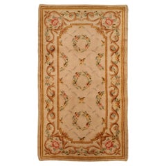 Antqiue French Savonnerie Rug Antique French Rug 1920 Beige