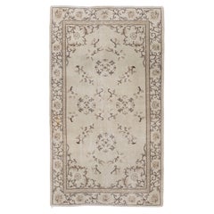 Retro 4x7 Ft Art Deco Chinese Design Wool Rug in Beige, Brown Taupe Colors, circa 1960