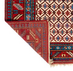 Tappeto antico caucasico kazako 4x7 ft, ottime condizioni, palo pieno, tutto originale