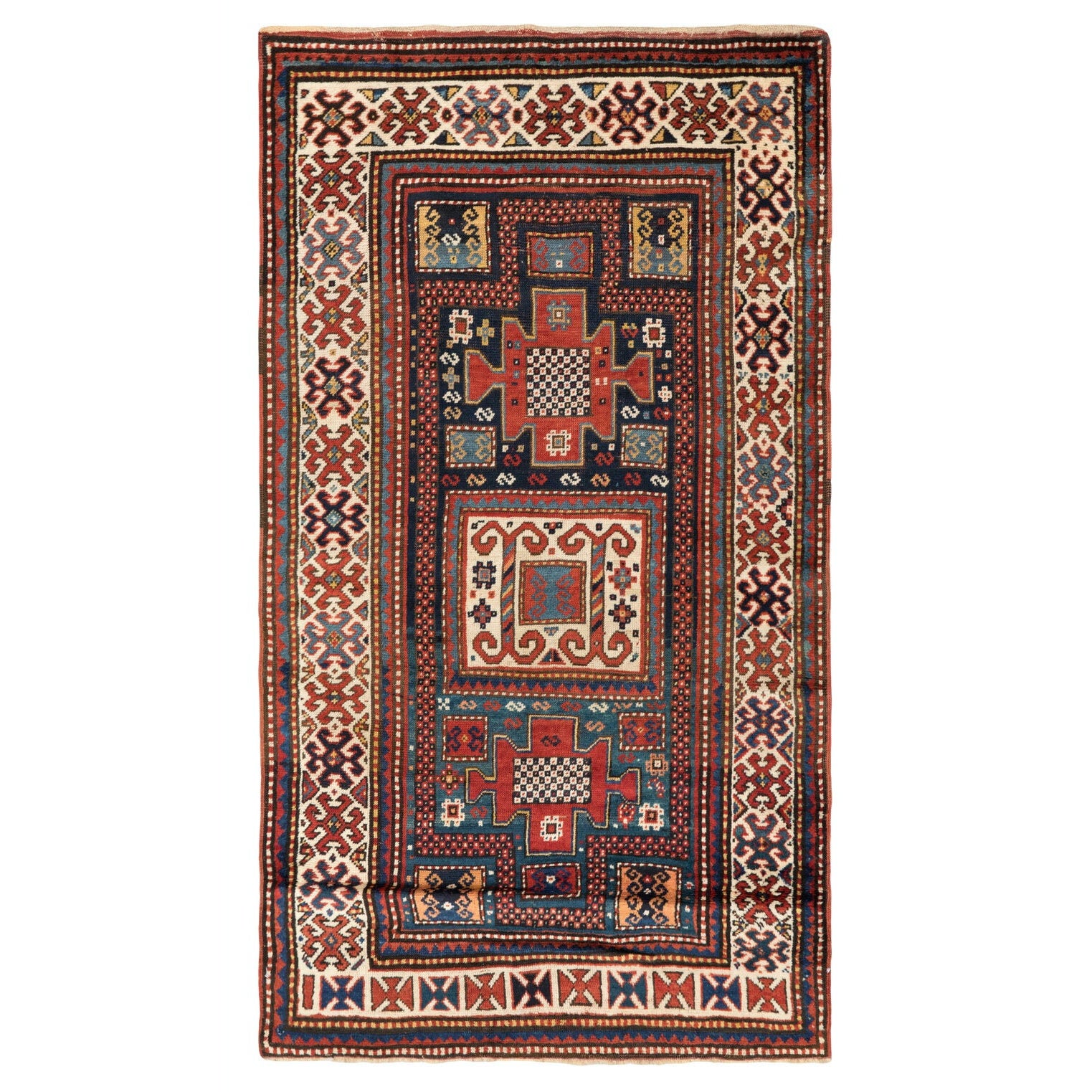 4x7 Ft Antique Karachopt Kazak Rug, South Caucasus, Late 19th Century