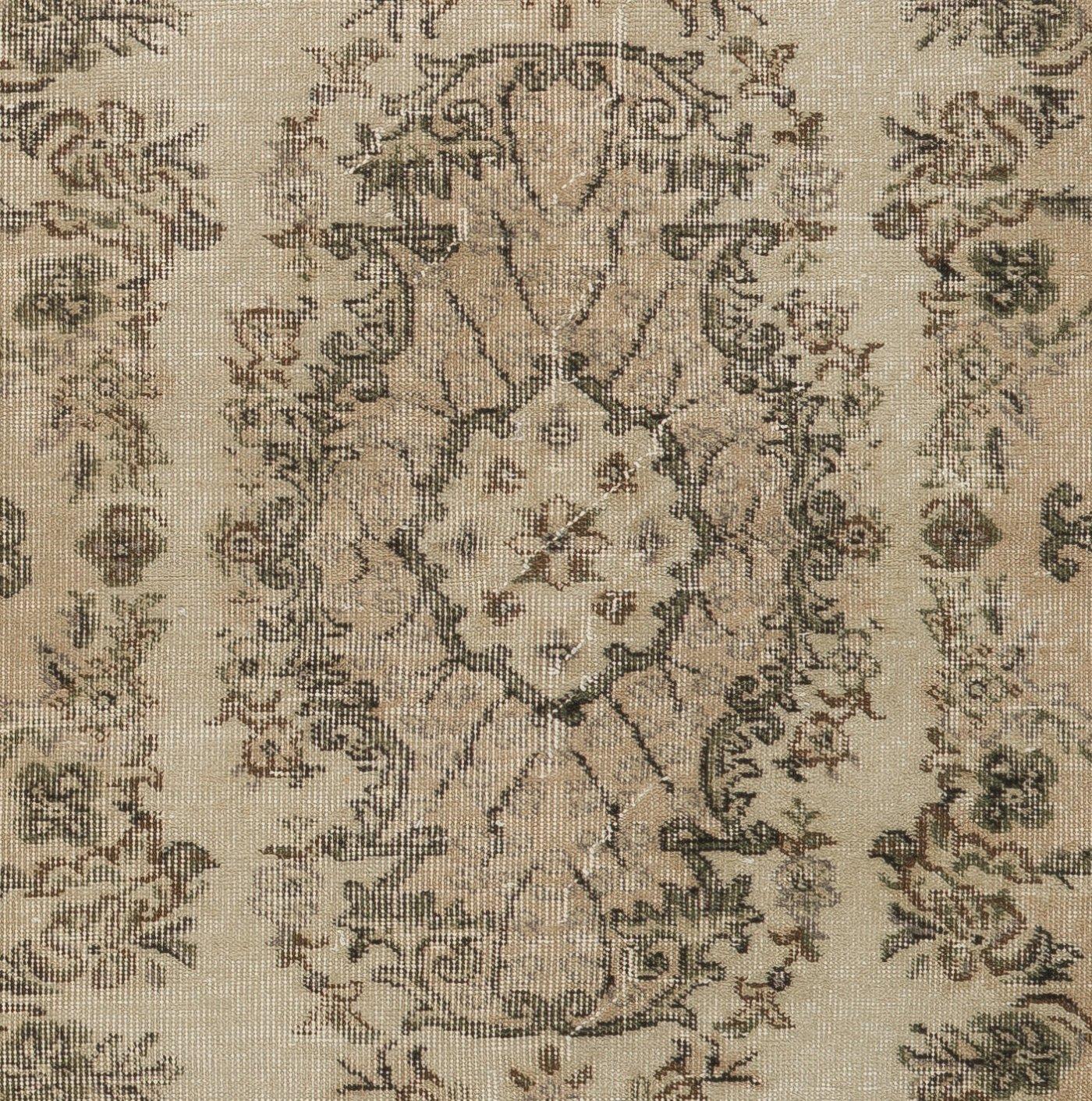 Hand-Knotted 4x7 Ft Handmade Vintage Turkish Accent Rug in Beige & Brown. Faded Wool Carpet For Sale