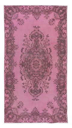 4x7 Ft Decorative Pink Accent Rug for Modern Interiors, Handknotted in Turkey