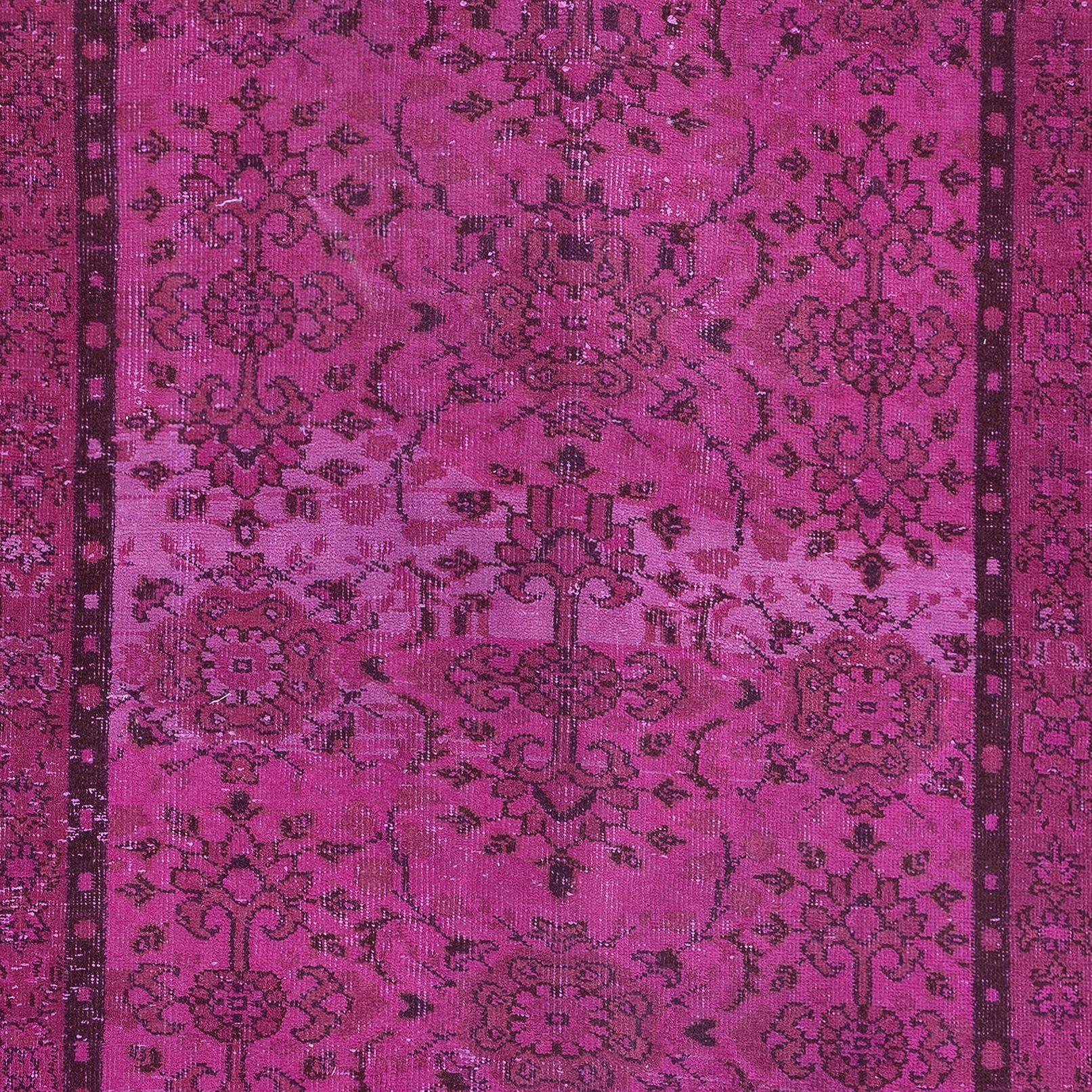 Turkish 4x7 Ft Floral Patterned Pink Rug for Modern Interiors, Handknotted in Turkey For Sale