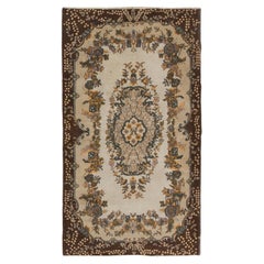 4x6.8 Ft Hand Knotted Vintage Accent Rug Beige, Brown, Mauve, Rust, Dark Green