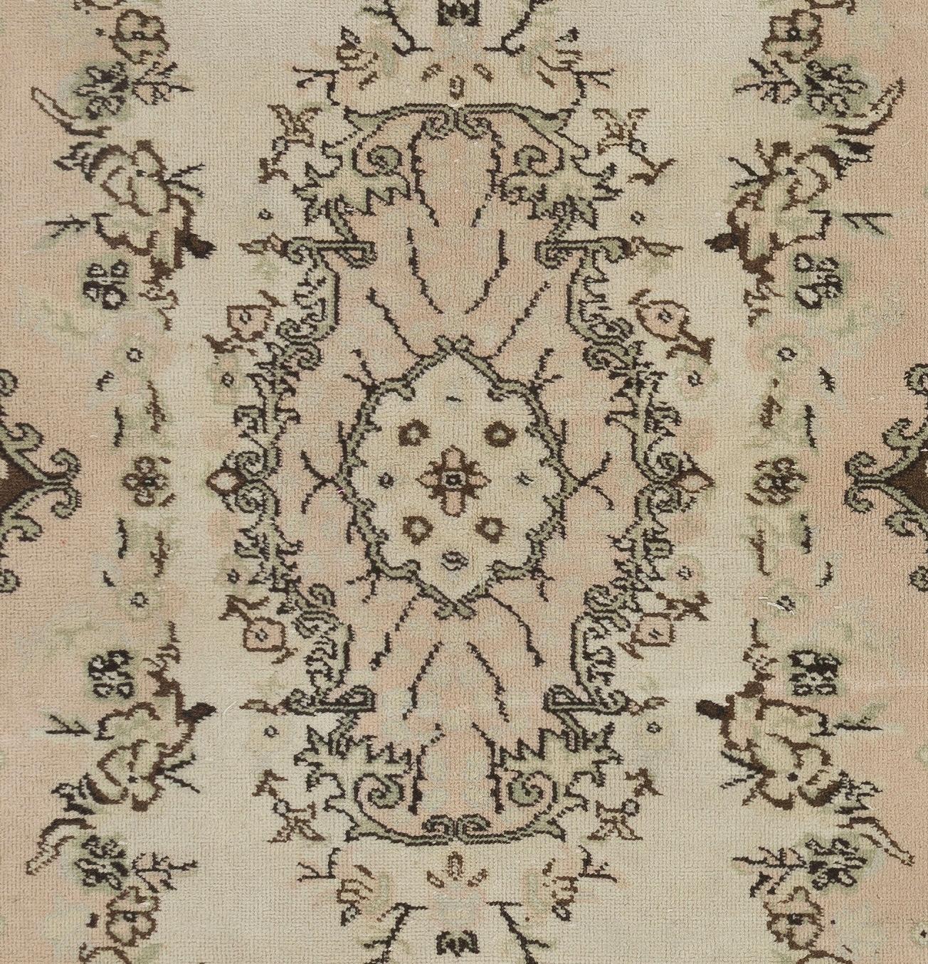 Oushak 4x7 Ft Hand-Knotted Vintage Floral Garden Design Anatolian Accent Rug. ca 1960 For Sale