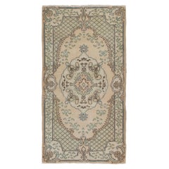 4x7 Fuß handgeknüpfter Vintage-Teppich aus türkischer Wolle mit Akzent für Wohn- und Büro