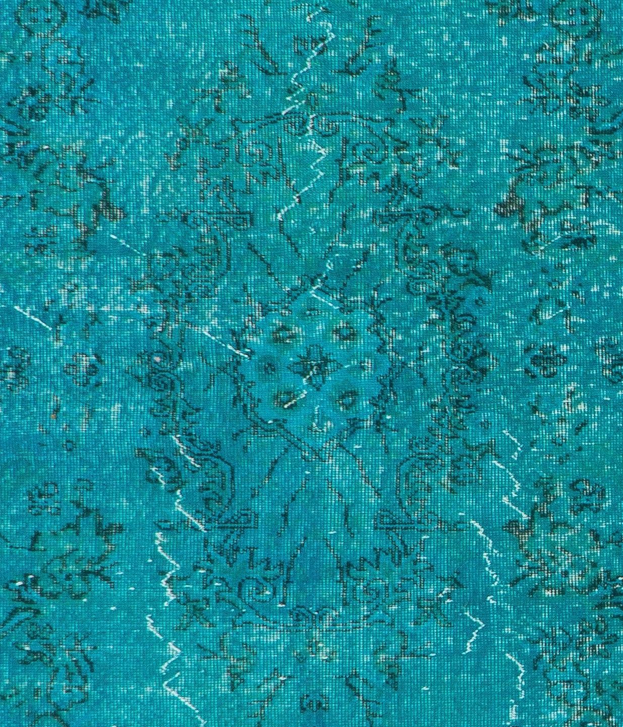 Hand-Knotted 4x7 Ft Hand Knotted Vintage Turkish Accent Rug in Teal, Ideal 4 Modern Interiors For Sale