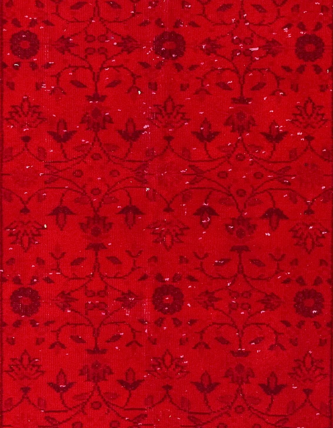 Hand-Woven 4x7 Ft Mid-20th Century Hand-knotted Wool Floral Turkish Accent Rug in Red  For Sale