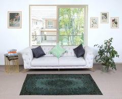 4x7 Ft Modern Handmade Blue Color Turkish Wool Area Rug with Medallion Design