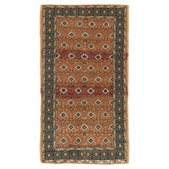 4x7 ft One-of-a-kind Vintage Handmade Turkish Wool Rug with Geometric Design