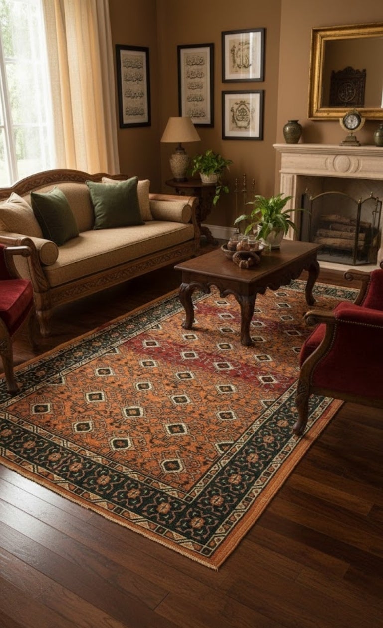 4x7 ft One-of-a-kind Vintage Handmade Türkische Wolle Teppich mit geometrischen Design