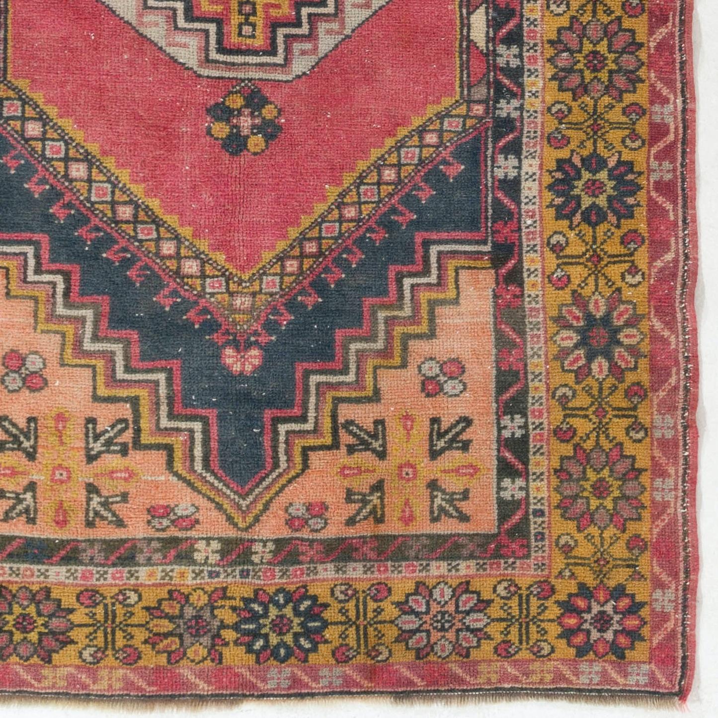 Turkish 4x7 Ft Traditional One of a Kind Vintage C.Anatolian Village Rug, Soft Wool Pile For Sale