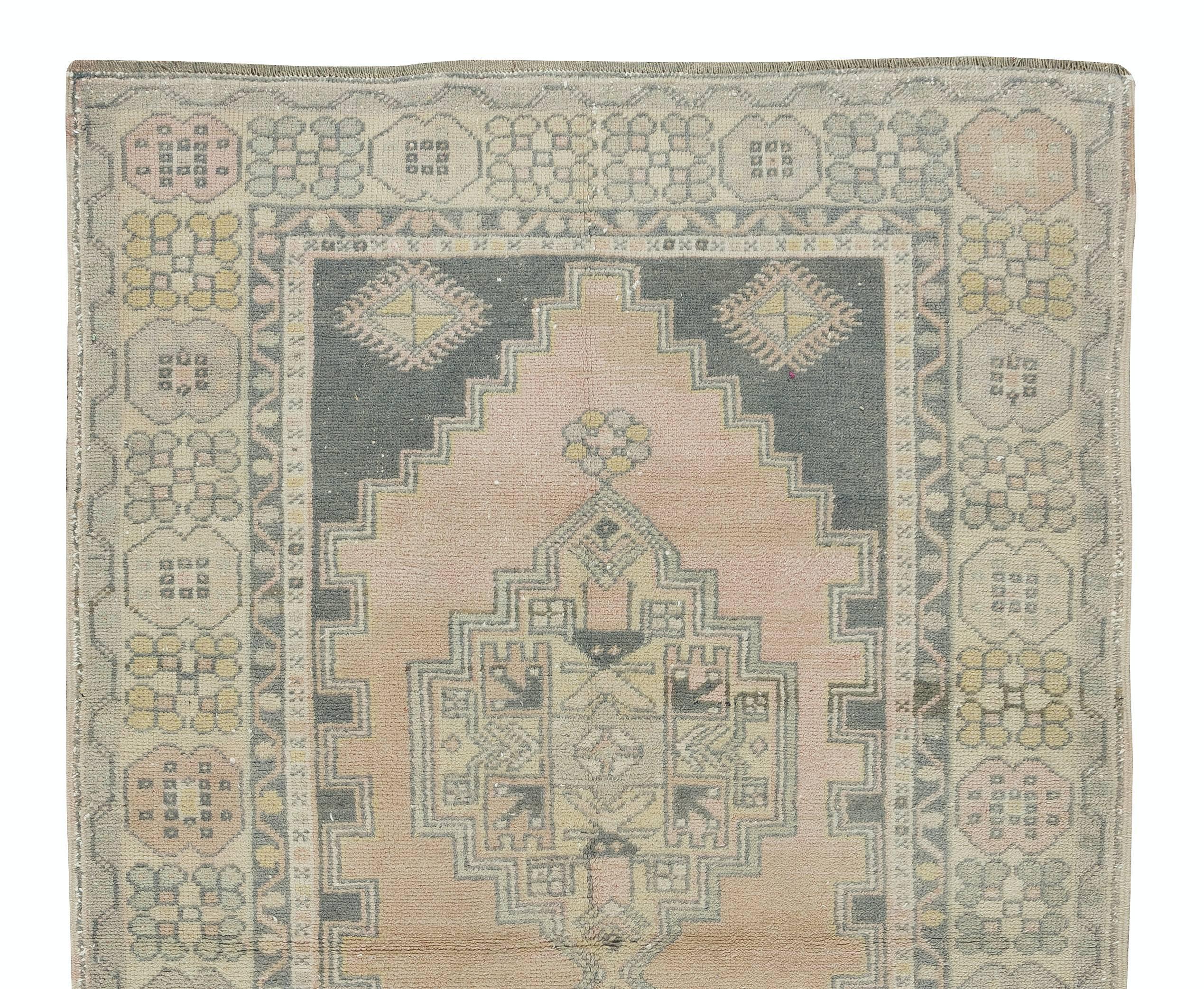 Hand-Knotted Tribal Style Midcentury Handmade Central Anatolian Wool Rug, circa 1950 For Sale