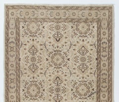 4x7 ft Vintage Floral Design Handmade Central Anatolian Rug in Neutral Colors