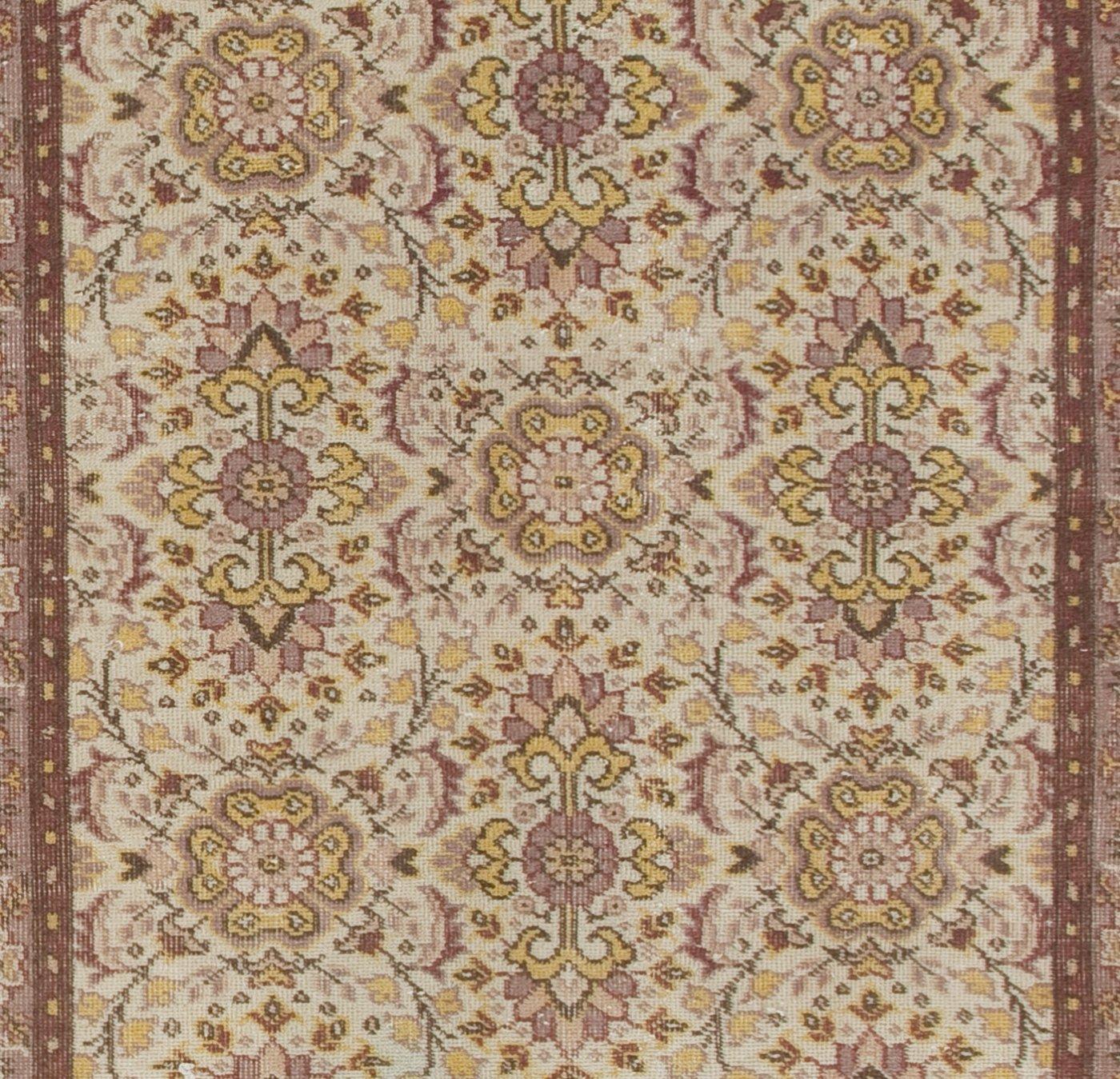 Hand-Knotted 4x7 ft Vintage Floral Handmade Turkish Accent ARug, Ideal for Home and Office For Sale