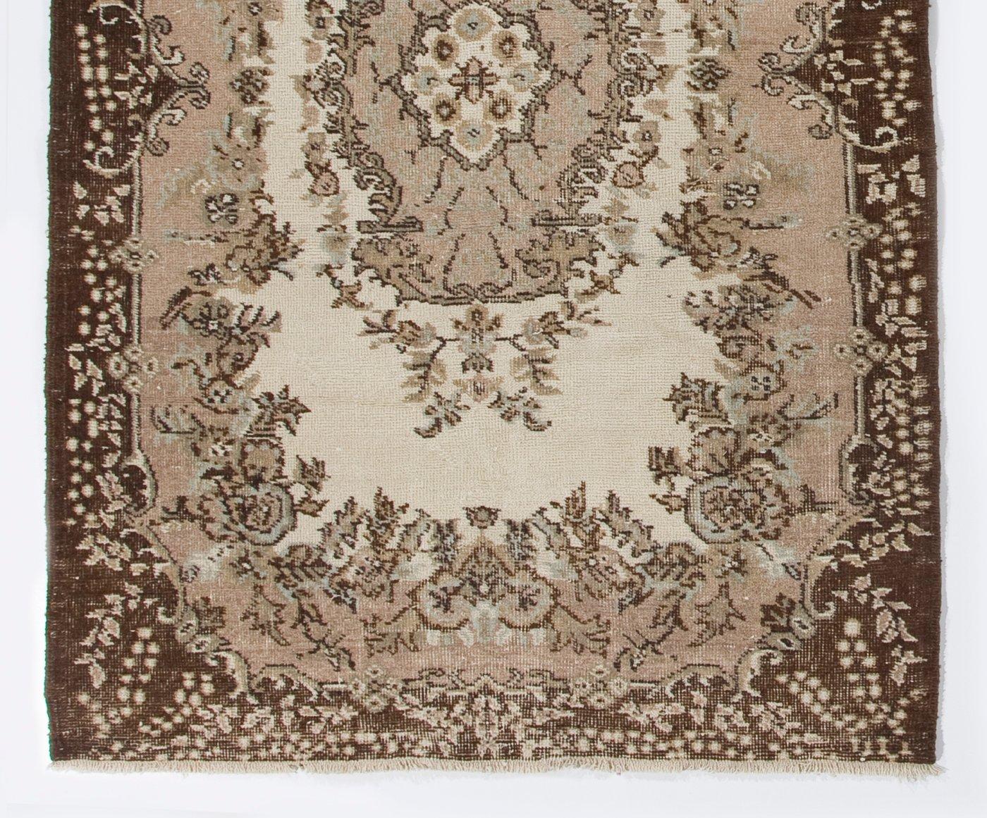 Country  4x7 ft Vintage Anatolian Accent Rug. CA 1960. Wool Carpet in Beige & Brown For Sale