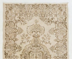 Vintage Hand Knotted Rug in Beige & Brown, Faded Central Anatolian Carpet