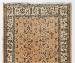 4x7 Ft Vintage Handmade Floral Turkish Wool Area Rug in Faded Rose