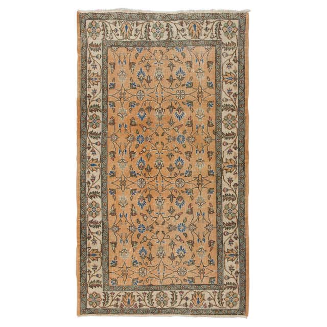 Faded Rose Pink and Aque Blue Color Anatolian Rug at 1stDibs