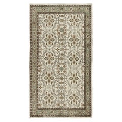Retro Handmade Turkish Accent Rug, Floral Patterned Floor Covering