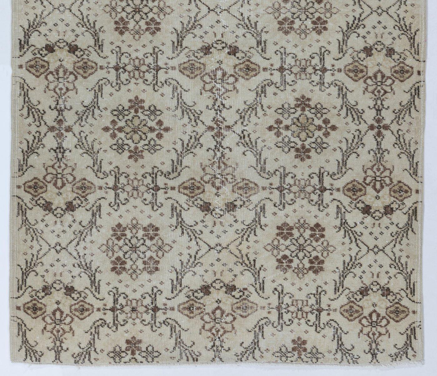 Oushak 4x7 ft Vintage Handmade Turkish Accent Rug, Ideal for Home and Office For Sale