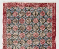 Vintage Handmade Turkish Accent Rug with All-Over Floral Design. 4 x 7 ft