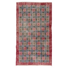 Vintage Handmade Turkish Accent Rug with All-Over Floral Design. 4 x 7 ft