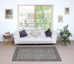 4x7 Ft Vintage Handmade Wool Rug. Gray Turkish Rug for Modern Home and office
