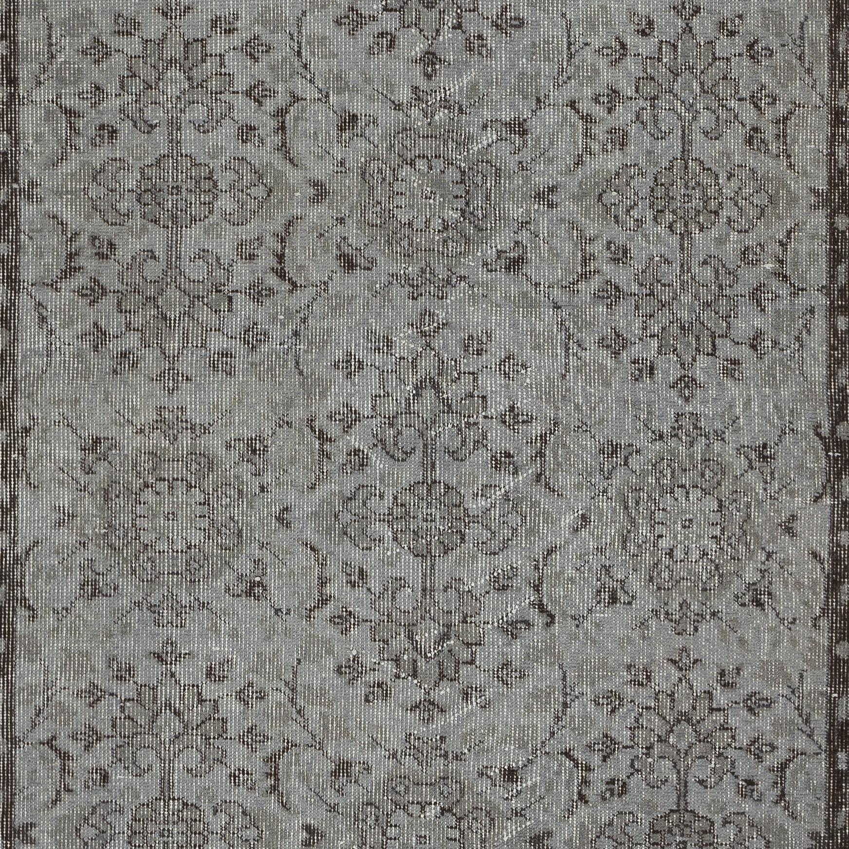 4x7 Ft Vintage Handmade Wool Rug. Grauer türkischer Teppich für modernes Heim und Büro (Türkisch) im Angebot