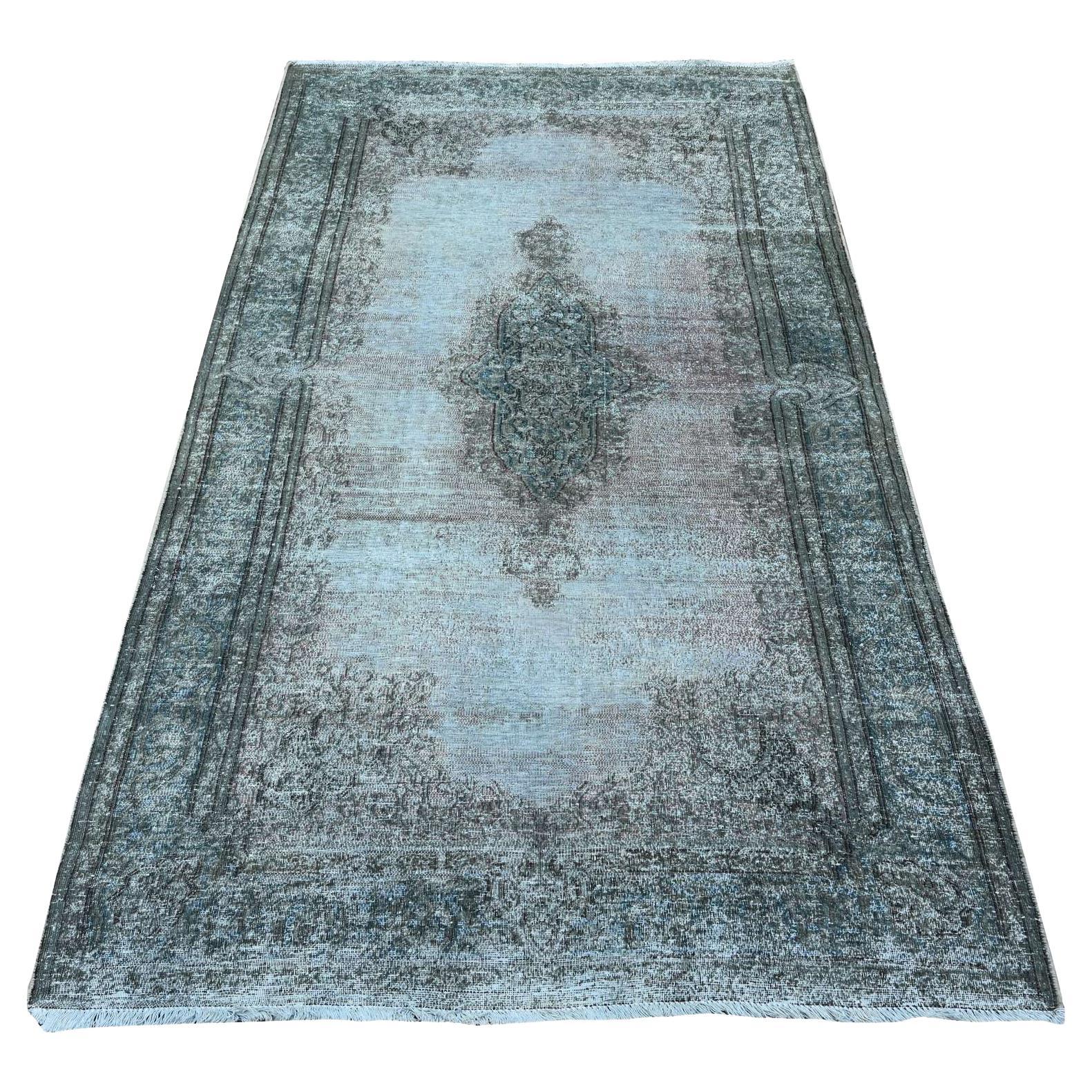 4'x7' Gris Faded Design Worn Laine Noué à la main Nettoyer Vintage Persan Knots Rug Kerman