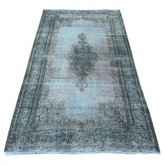 4'x7' Tappeto Kerman grigio dal design sbiadito e usurato in lana annodato a mano e pulito, vintage, persiano
