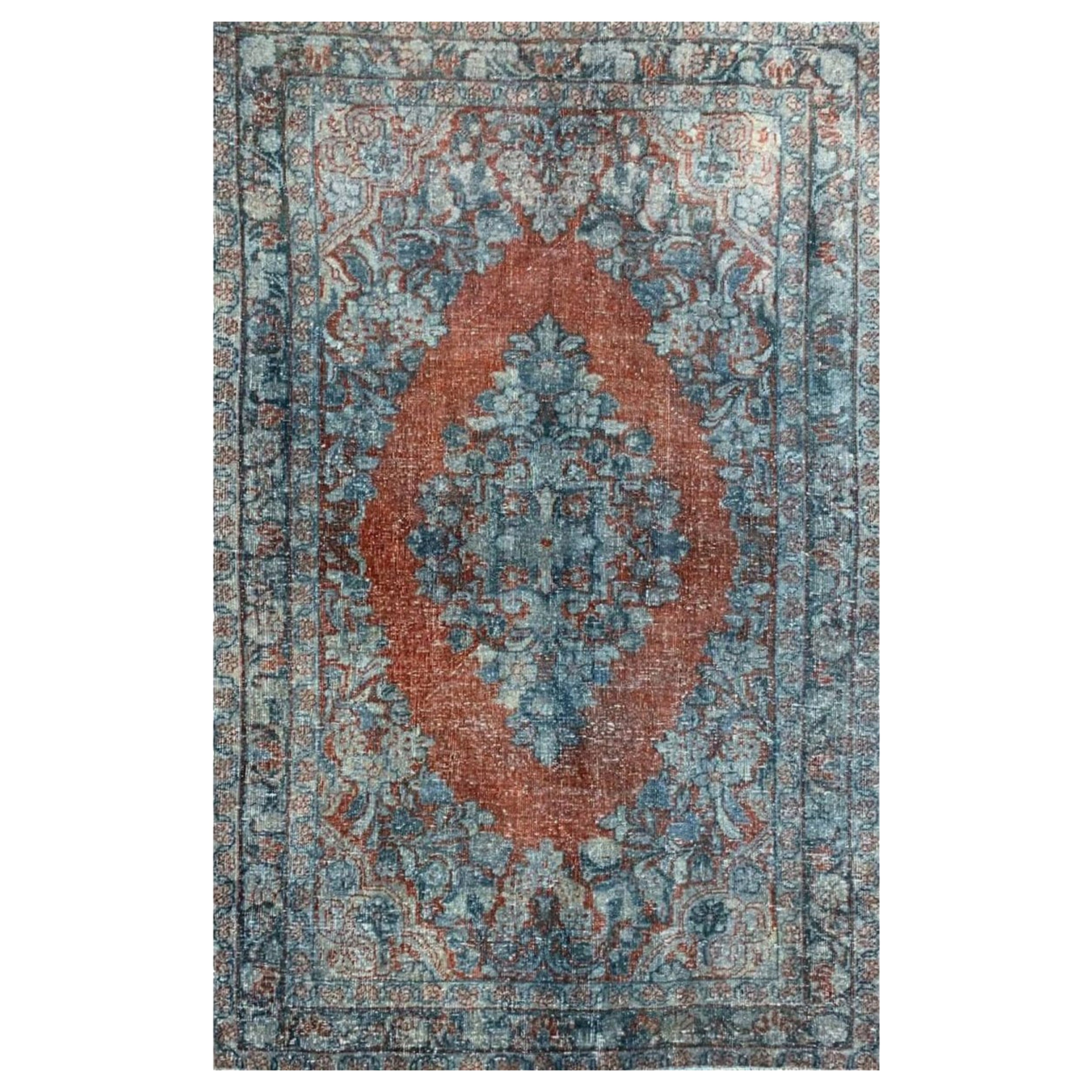 4x7 Hand Knotted Antique Mahal Area Rug – Wool Medallion Design