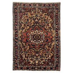 4x7 Hand Knotted Bakhtiari Area Rug Vintage Wool, Medallion Design