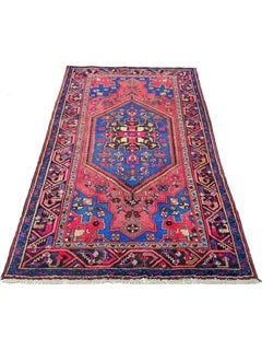 4x7, Hand-Knotted Old Hamedan Area Rug, Medallion Design