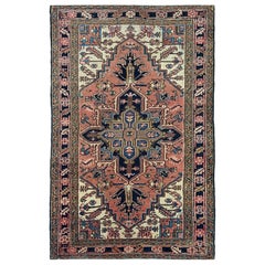 4x7 Handgeknüpfter Old Heriz Vorleger Wolle, Medaillon Design