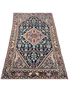 4x7 Hand Knotted Old Mahal Area Rug, Wool Carpet, Medallion Design