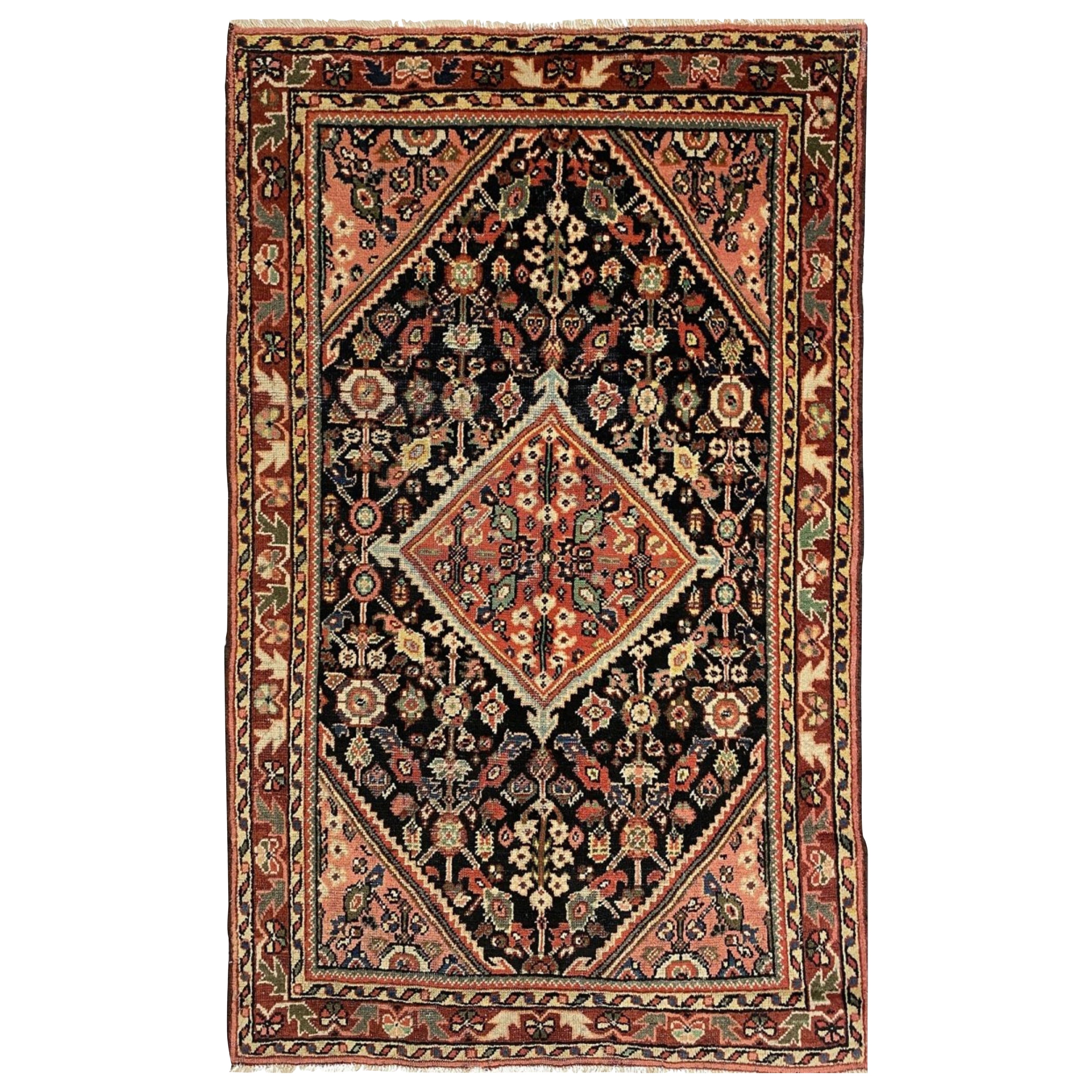 4x7 Hand Knotted Old Mahal Area Rug, Wool Carpet, Medallion Design