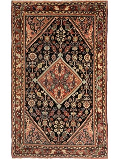 4x7 Hand Knotted Old Mahal Area Rug, Wool Carpet, Medallion Design