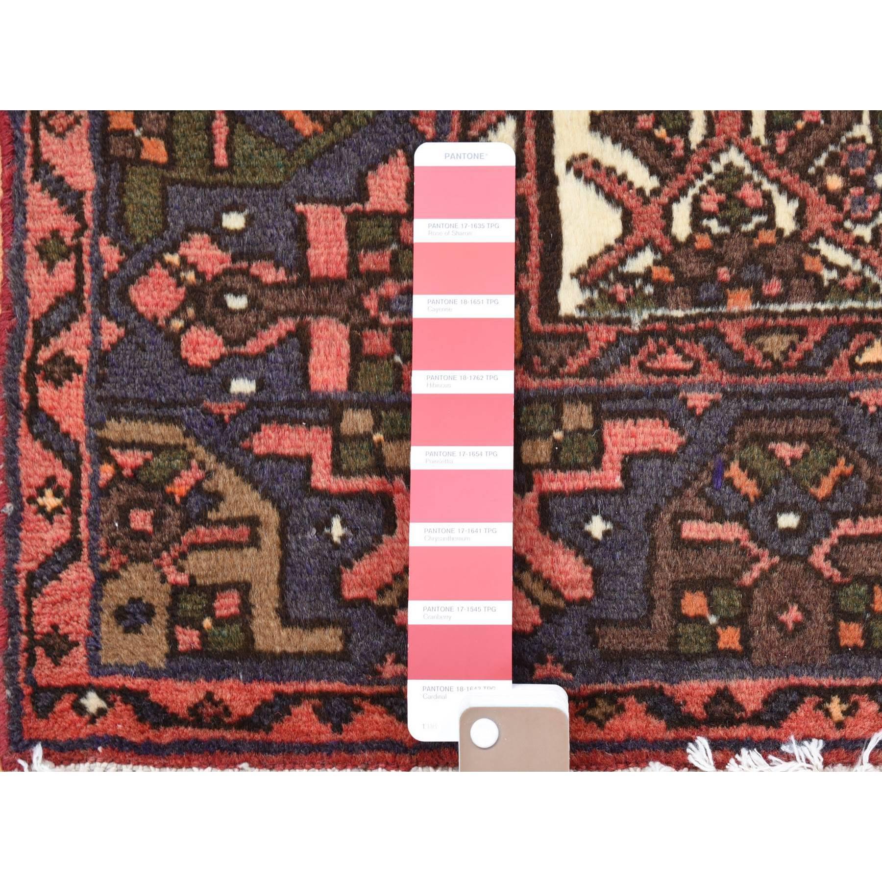 Tribal 4'x7' Peach Color New Persian Hamadan with Anchor Medallion Design Wool Rug For Sale