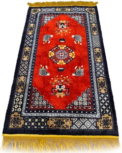 4x7 Vintage Fine Silk Chinese Tapestry Art Deco Rug Red Vase Treasure 122x214cm